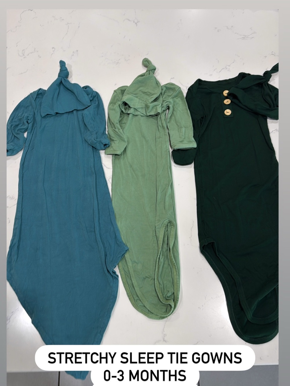 Sleep tie gowns with hats 0-3 months